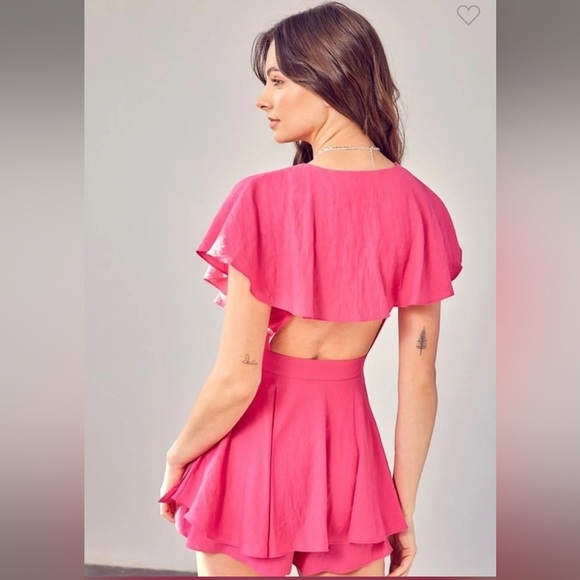 Do+Be Dark Pink Wrap Style Romper Summer Cocktail | Medium | NWT - Picture 2 of 6